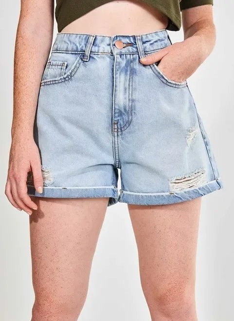 short mom jeans claro com rasgos short mom jeans claro com rasgos