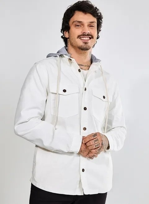 camisa de sarja com capuz removível camisa de sarja com capuz removível