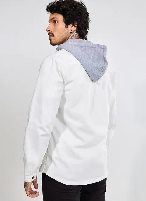 camisa de sarja com capuz removível camisa de sarja com capuz removível