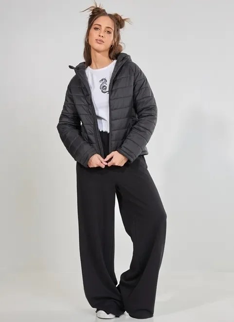 jaqueta puffer preta básica jaqueta puffer preta básica