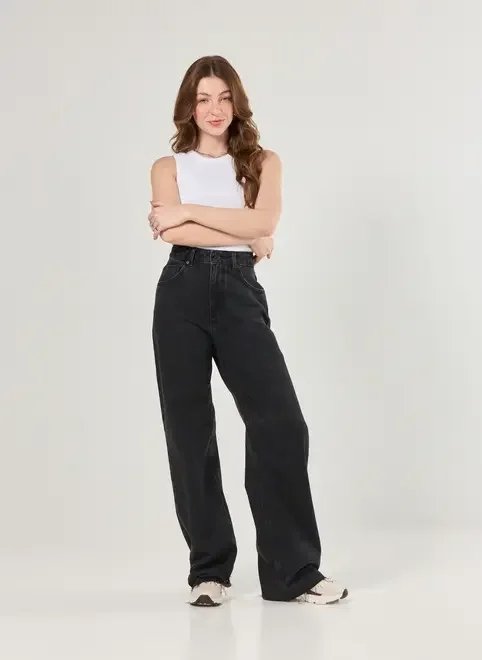 calça jeans wide leg cintura alta calça jeans wide leg cintura alta