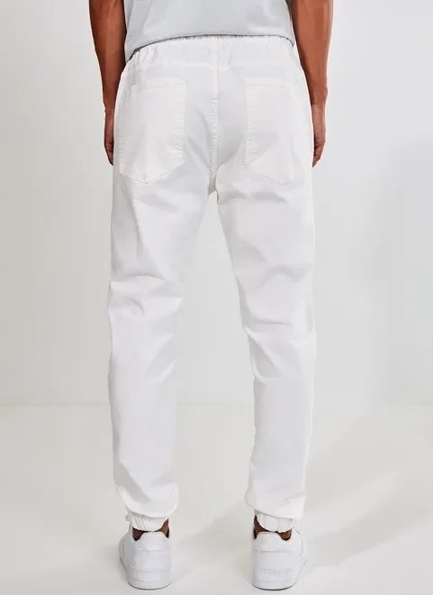 calça jogger masculina de sarja off-white calça jogger masculina de sarja off-white
