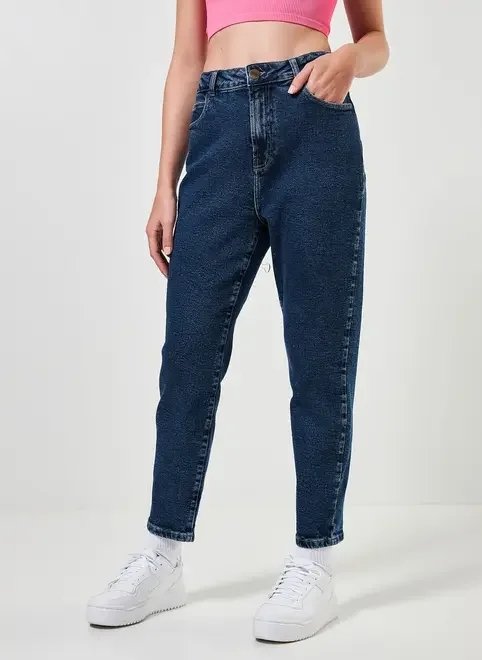 calça mom jeans escura calça mom jeans escura