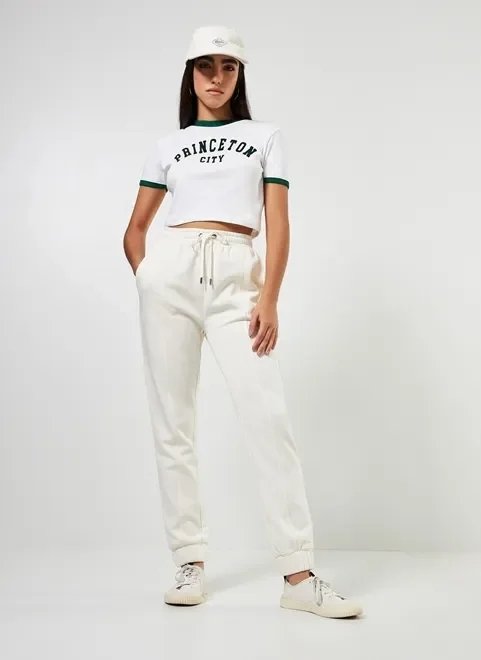 calça jogger de moletom off-white calça jogger de moletom off-white