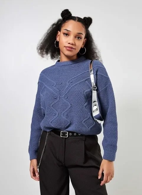 blusa de tricô trançado blusa de tricô trançado