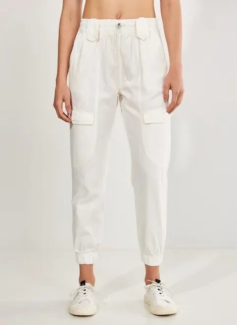 calça jogger de sarja off-white calça jogger de sarja off-white