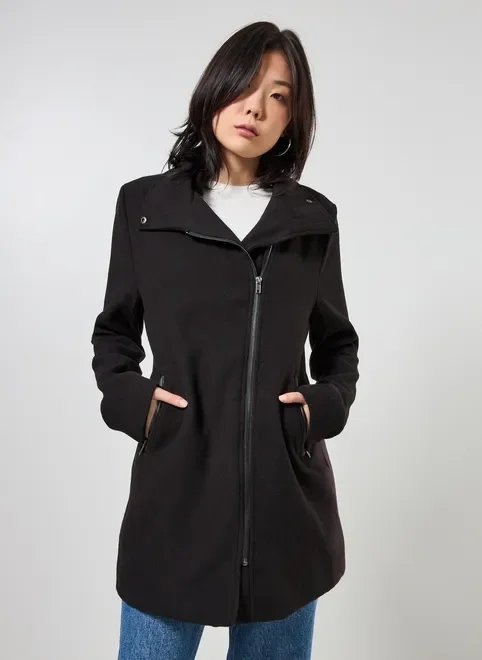 casaco sobretudo preto com zíper casaco sobretudo preto com zíper