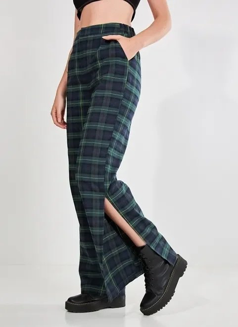 calça xadrez com fenda calça xadrez com fenda