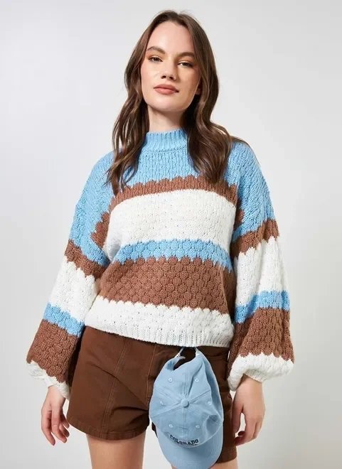 blusão listrado com gola blusão listrado com gola