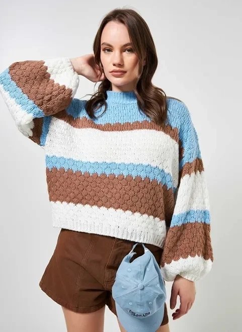 blusão listrado com gola blusão listrado com gola