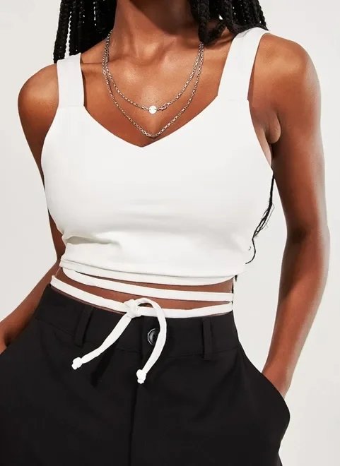 cropped com amarração na cintura cropped com amarração na cintura