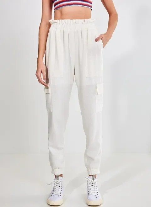 calça jogger em linho off-white calça jogger em linho off-white