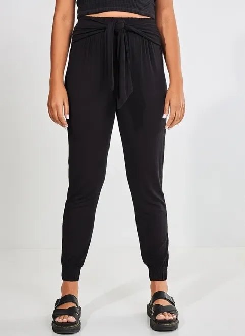 calça malha preta com amarração calça malha preta com amarração