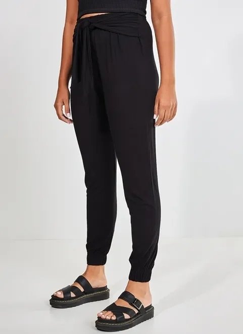 calça malha preta com amarração calça malha preta com amarração