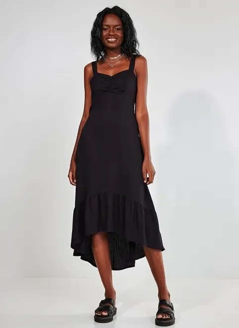 vestido mullet midi preto vestido mullet midi preto