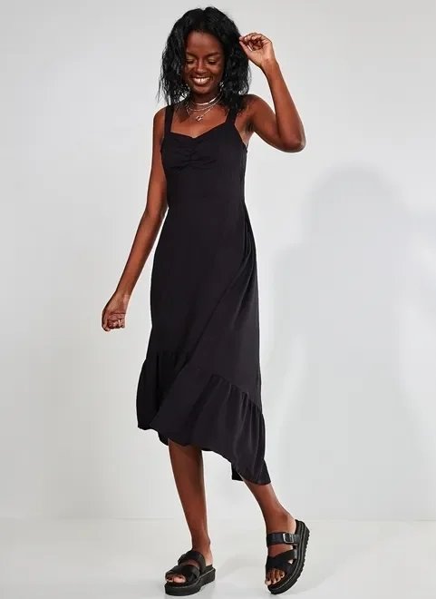 vestido mullet midi preto vestido mullet midi preto