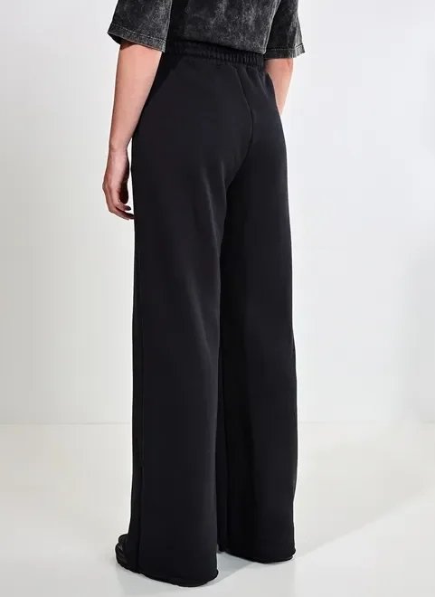calça wide leg moletom com rasgo calça wide leg moletom com rasgo