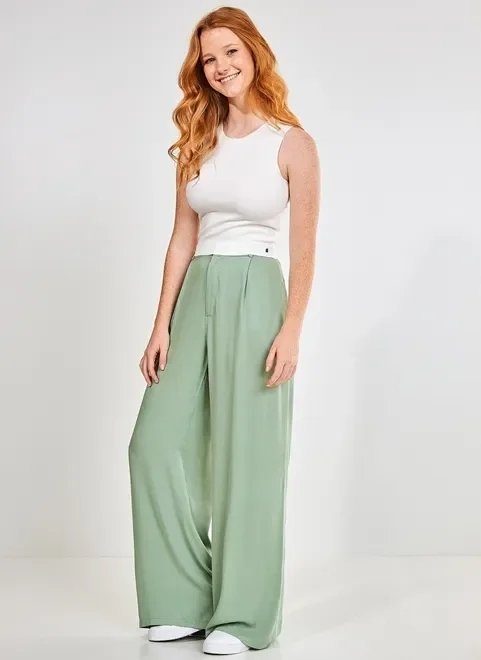 calça pantalona cintura alta verde calça pantalona cintura alta verde