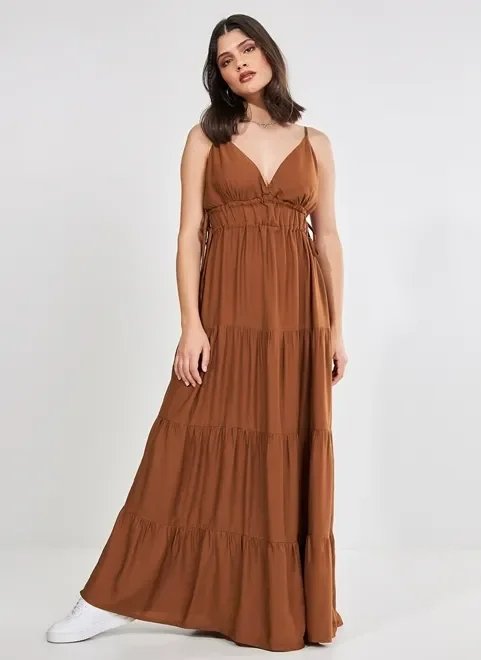 vestido longo marrom vestido longo marrom