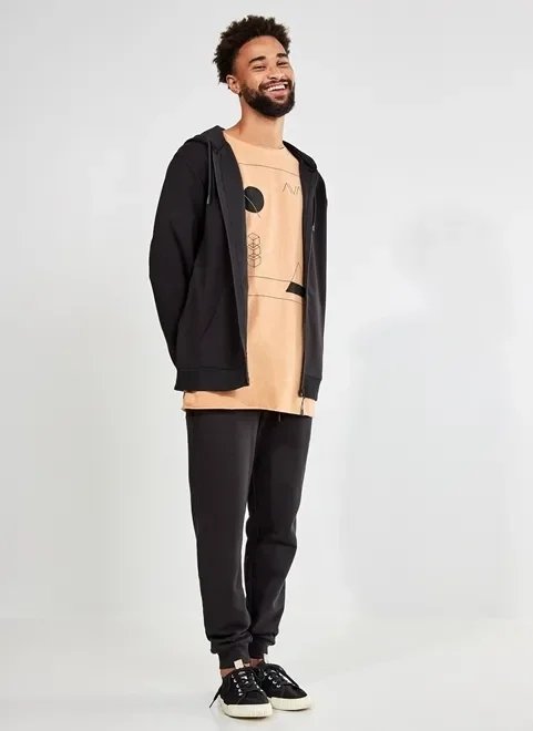 calça jogger de moletom bolso com zíper calça jogger de moletom bolso com zíper