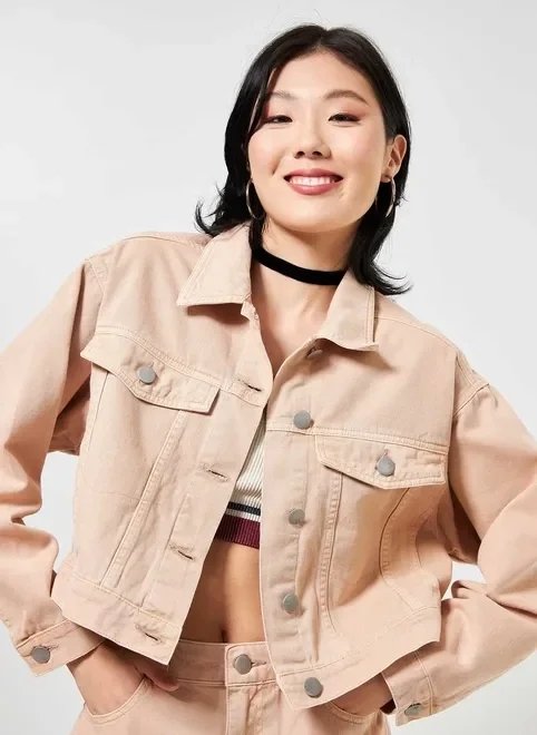 jaqueta cropped de sarja caqui jaqueta cropped de sarja caqui