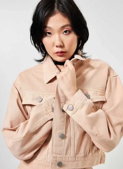 jaqueta cropped de sarja caqui jaqueta cropped de sarja caqui