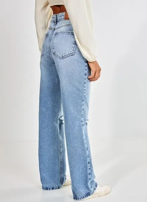 calça jeans reta rasgo no joelho calça jeans reta rasgo no joelho