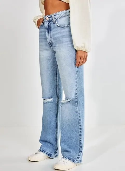 calça jeans reta rasgo no joelho calça jeans reta rasgo no joelho