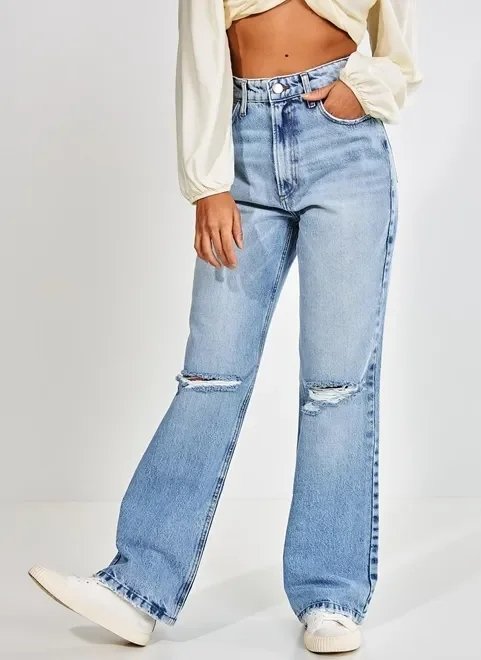 calça jeans reta rasgo no joelho calça jeans reta rasgo no joelho