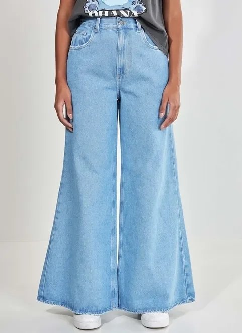 calça wide leg jeans claro calça wide leg jeans claro