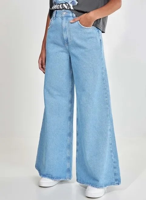 calça wide leg jeans claro calça wide leg jeans claro