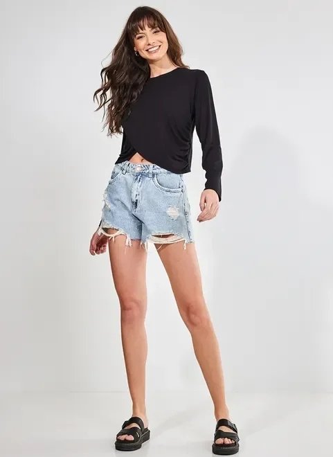 blusa transpassada manga longa blusa transpassada manga longa