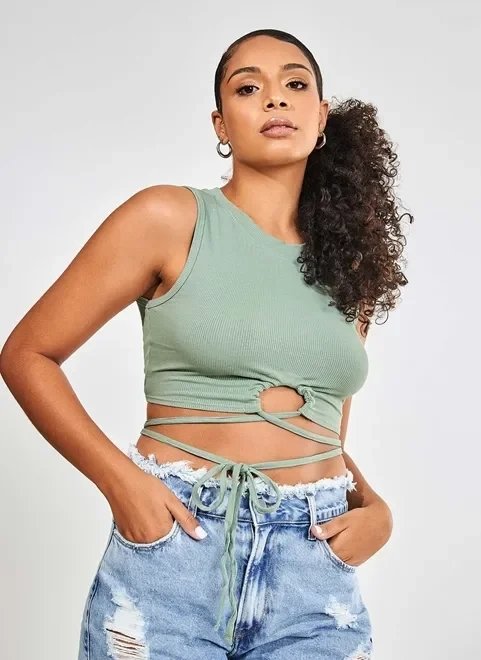 regata cropped amarração verde regata cropped amarração verde