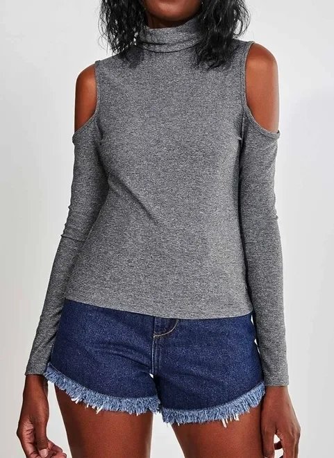 blusa manga longa com ombro de fora blusa manga longa com ombro de fora