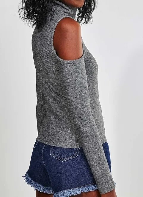 blusa manga longa com ombro de fora blusa manga longa com ombro de fora