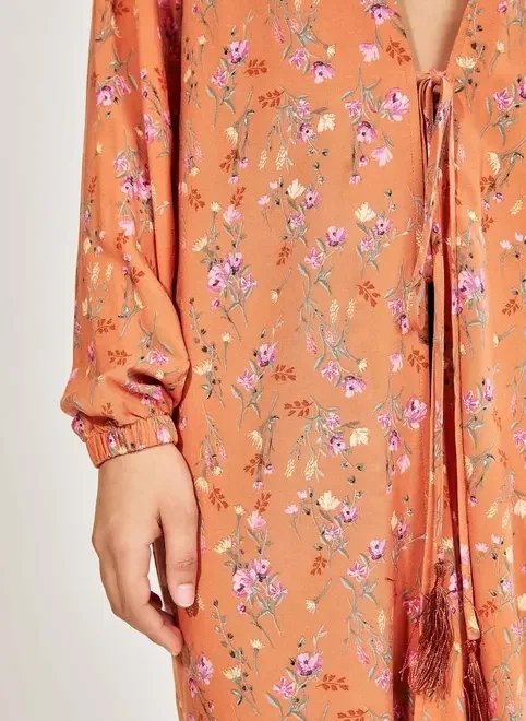 kimono alongado laranja com florzinhas kimono alongado laranja com florzinhas