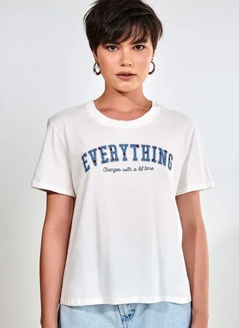 blusa college off-white com escrito blusa college off-white com escrito