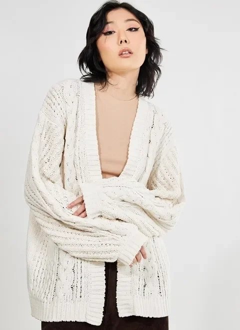 cardigan de tricô trançado cardigan de tricô trançado