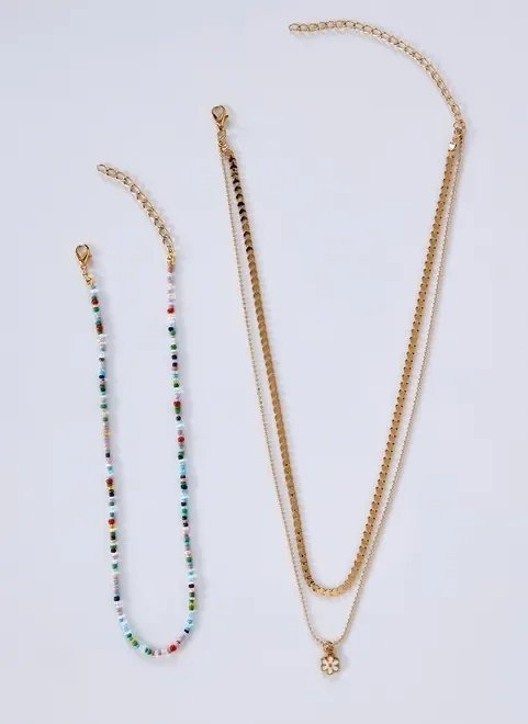 kit colares correntinhas douradas e miçangas kit colares correntinhas douradas e miçangas