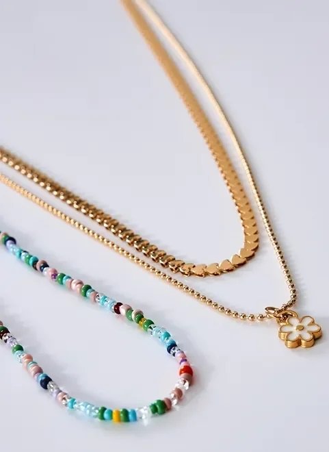 kit colares correntinhas douradas e miçangas kit colares correntinhas douradas e miçangas