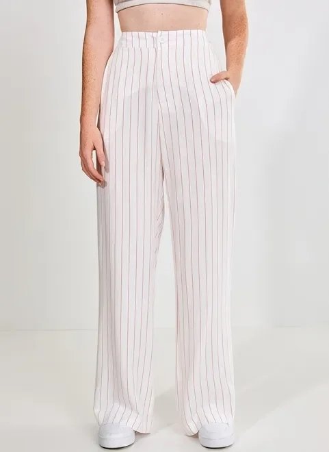 calça de alfaiataria clara com listas calça de alfaiataria clara com listas