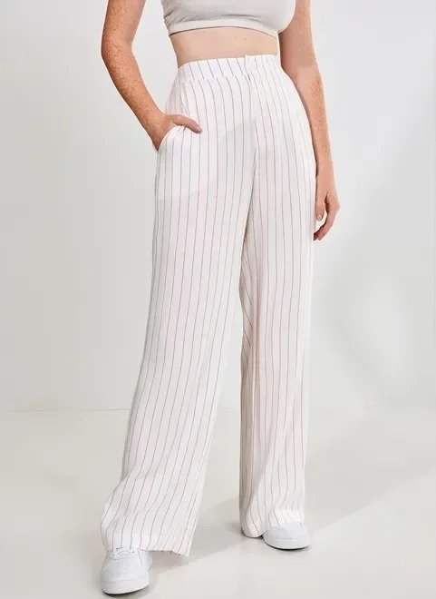 calça de alfaiataria clara com listas calça de alfaiataria clara com listas