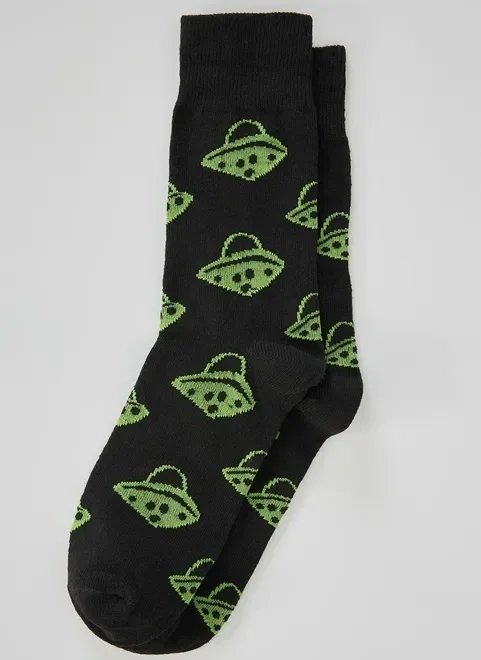 meia preta estampa nave espacial meia preta estampa nave espacial