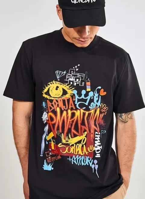 camiseta preta collab grafitti camiseta preta collab grafitti