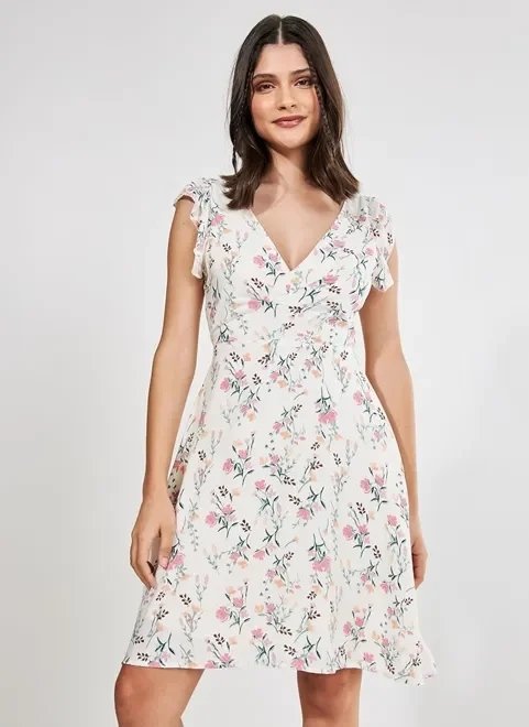 vestido off-white com flores vestido off-white com flores