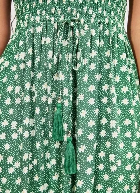 vestido longo verde com margaridas vestido longo verde com margaridas