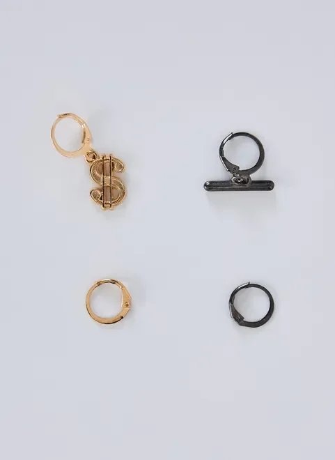 kit brincos argolas com cifrão kit brincos argolas com cifrão