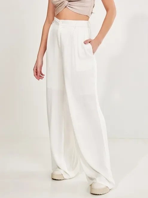 calça pantalona acetinada com elástico calça pantalona acetinada com elástico