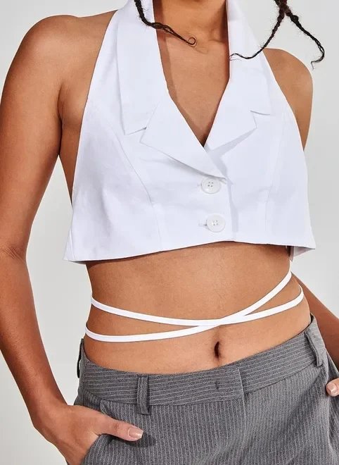 top cropped alfaiataria frente única top cropped alfaiataria frente única