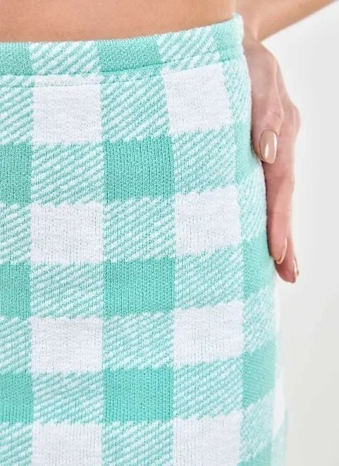 saia justinha vichy verde água saia justinha vichy verde água